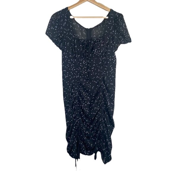Cotton Candy LA Peasant Cinched Dress Size S Small Fairy Polka Dot‎ Ruched Mini - Picture 3 of 11
